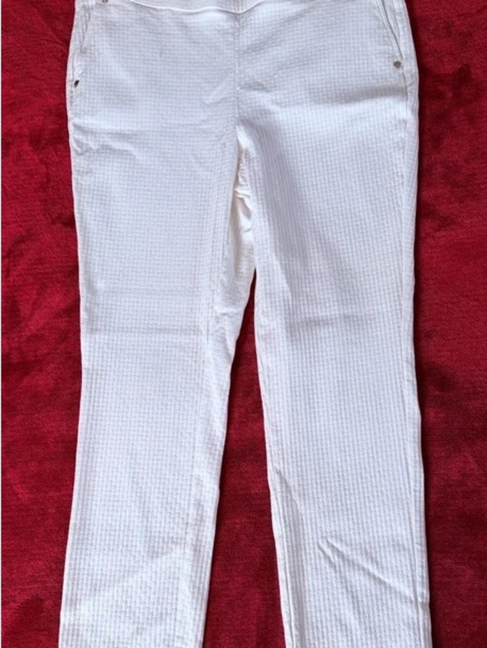 Anne Klein White Ankle-Length Textured Pants